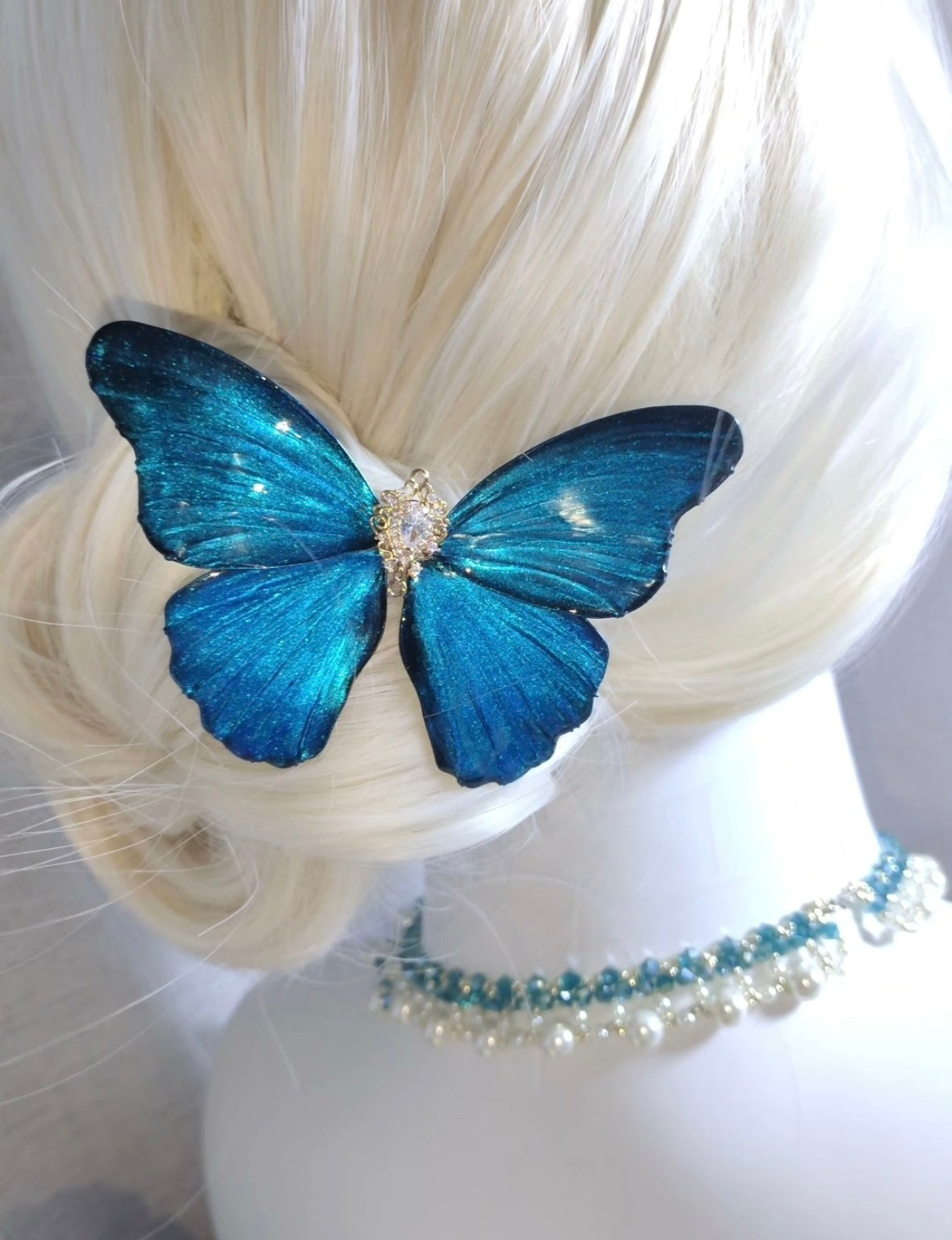 Resin Adonis Morpho hair pin