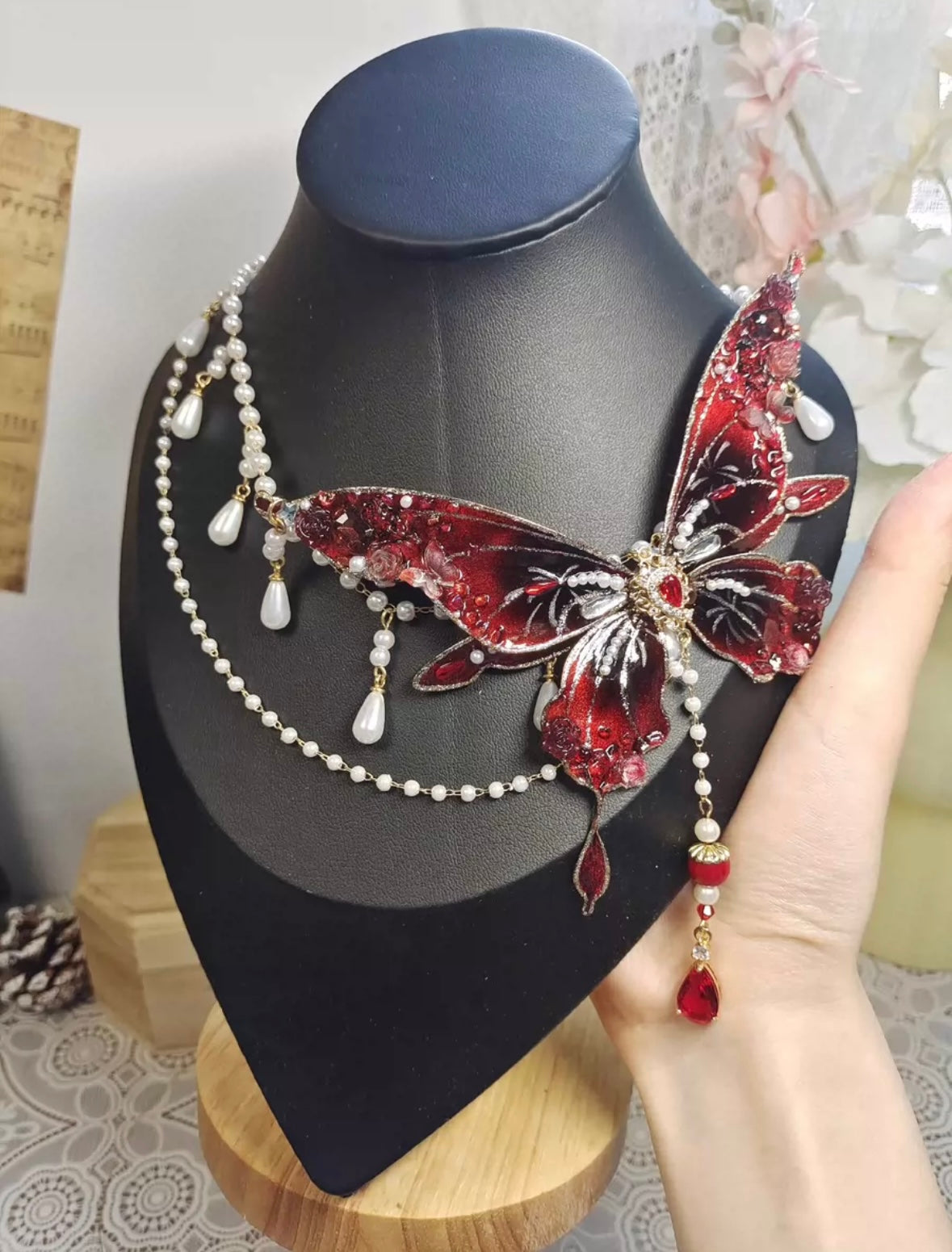 Nocturnal Blood Butterfly Necklace