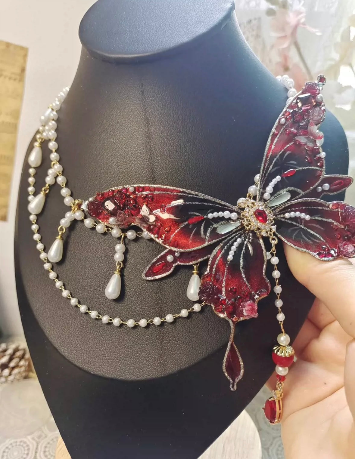 Nocturnal Blood Butterfly Necklace